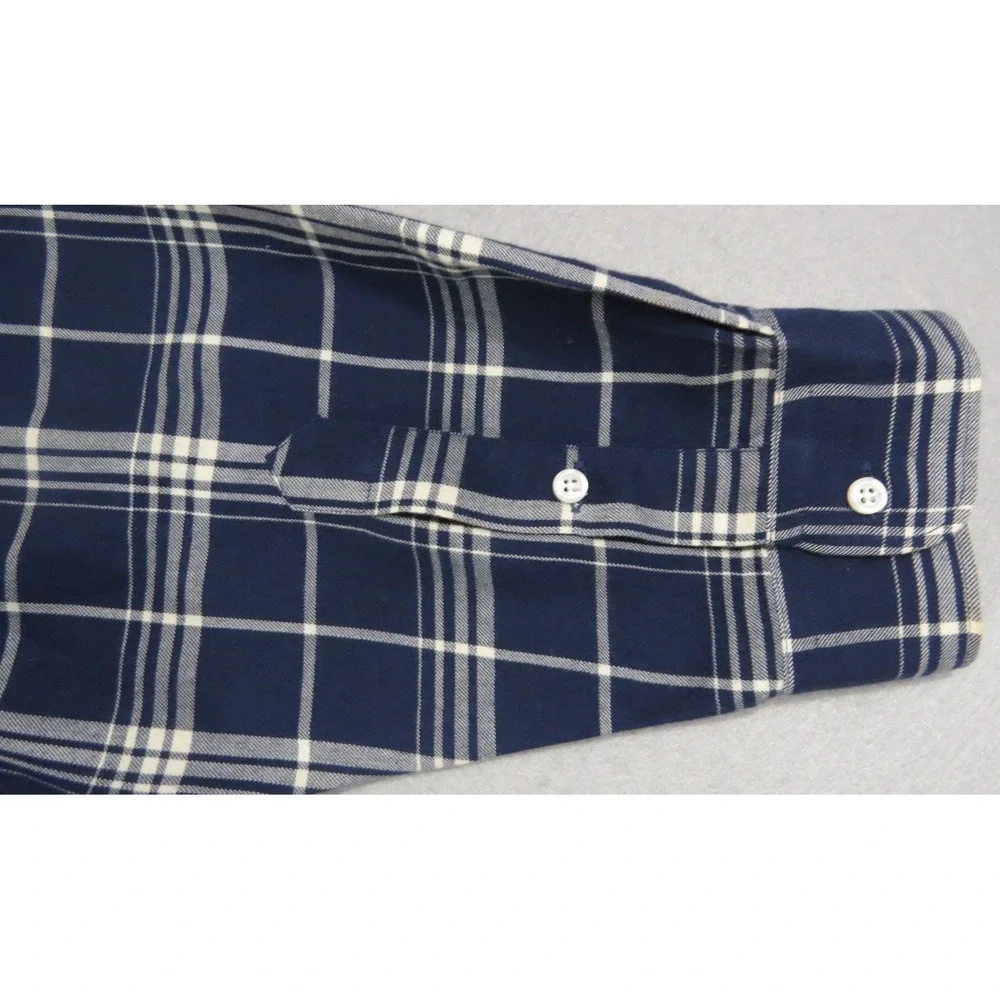 Polo Ralph Lauren Marlowe Plaid Button Shirt Cotton Wool XXL Navy White Men's LS